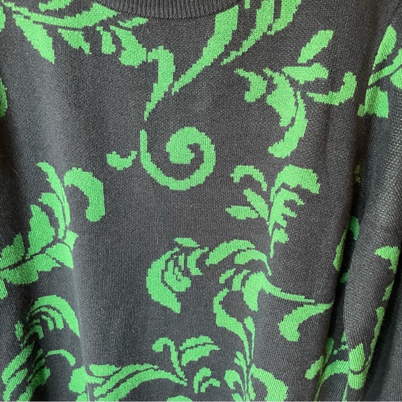 G.I.L.I.‎ Got It Love It Navy Green Paisley Sweater Size Medium Balloon Sleeve - Picture 4 of 5